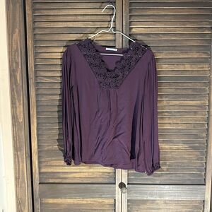 Staccato Deep Purple Lace V-Neck Blouse